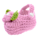 Pair of Baby Toddler Knitting Cotton Flower Pearl Design Prewalker Crochet Warm Crib Shoes Pink