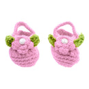 Pair of Baby Toddler Knitting Cotton Flower Pearl Design Prewalker Crochet Warm Crib Shoes Pink