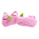 Pair of Baby Toddler Knitting Cotton Flower Pearl Design Prewalker Crochet Warm Crib Shoes Pink