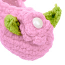 Pair of Baby Toddler Knitting Cotton Flower Pearl Design Prewalker Crochet Warm Crib Shoes Pink