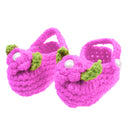Pair of Baby Toddler Knitting Cotton Flower Pearl Design Prewalker Crochet Warm Crib Shoes Purple