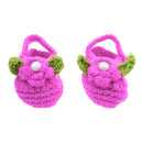 Pair of Baby Toddler Knitting Cotton Flower Pearl Design Prewalker Crochet Warm Crib Shoes Purple