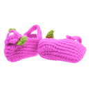 Pair of Baby Toddler Knitting Cotton Flower Pearl Design Prewalker Crochet Warm Crib Shoes Purple