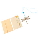 Creative Gold Metal Bookmark Label Stationery w/Chinese Knot Greeting Card Dragonfly