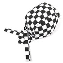 Men Women Catering Chef Cook Bakers Charms Restaurant Cafe Use Black and White Check Pattern Charms Headwrap Bandana Hat Head Do Tied Cap