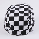Men Women Catering Chef Cook Bakers Charms Restaurant Cafe Use Black and White Check Pattern Charms Headwrap Bandana Hat Head Do Tied Cap