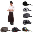 Men Women Catering Chef Cook Bakers Charms Restaurant Cafe Use Check Headwrap Bandana Hat Head Do Tied Cap Black + Red
