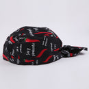 Men Women Catering Chef Cook Bakers Charms Restaurant Cafe Use Check Headwrap Bandana Hat Head Do Tied Cap Black + Red