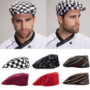 Men Fashionable Chef Restaurant Work Wear Cafe Bar Waiter Beret Hats Cap Red White Stripe Charms