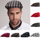 Men Fashionable Chef Restaurant Work Wear Cafe Bar Waiter Beret Hats Cap Red White Stripe Charms