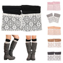 Women Lace Double Layer Leg Warmers Stretch Lace Sock Light Grey