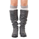 Women Lace Double Layer Leg Warmers Stretch Lace Sock Light Grey