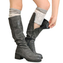 Women Lace Double Layer Leg Warmers Stretch Lace Sock Light Grey