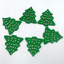 Pack of 50 Green Wooden Xmas Tree Flat Back Buttons Buttons for DIY Crafts Christmas Decoration