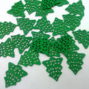 Pack of 50 Green Wooden Xmas Tree Flat Back Buttons Buttons for DIY Crafts Christmas Decoration