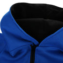 Mens Half Zip Design Casual Clothing Sportswear Gym Running Jogging Hooded Pullover Sweatshirt Blue L