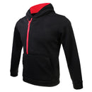 Mens Half Zip Design Casual Clothing Sportswear Gym Running Jogging Hooded Pullover Sweatshirt Black Red L
