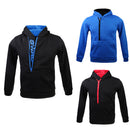 Mens Half Zip Design Casual Clothing Sportswear Gym Running Jogging Hooded Pullover Sweatshirt Black Red L