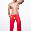 Men Fashionable Long Transparent Mesh Pants Trouser For Daily Wear Sports Yoga Gym S Red