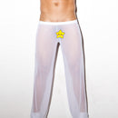 Men Fashionable Long Transparent Mesh Pants Trouser For Daily Wear Sports Yoga Gym L White