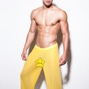 Men Fashionable Long Transparent Mesh Pants Trouser For Daily Wear Sports Yoga Gym L Yellow