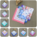 12PCS/Set Womens Girls Wedding Party Clothing Schoolgoing Kids Cotton Floral Pattern Charms Handkerchief Hanky