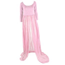 Pregnant Womens Fashionable Photo Props Off Shoulder Floor Length Maxi Dresses Maternity Gown Pink