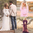 Pregnant Womens Fashionable Photo Props Off Shoulder Floor Length Maxi Dresses Maternity Gown Pink