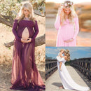 Pregnant Womens Fashionable Photo Props Off Shoulder Floor Length Maxi Dresses Maternity Gown Pink