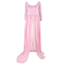 Pregnant Womens Fashionable Photo Props Off Shoulder Floor Length Maxi Dresses Maternity Gown Pink