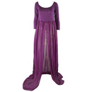 Pregnant Womens Fashionable Photo Props Off Shoulder Floor Length Maxi Dresses Maternity Gown Purple