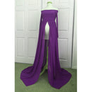 Pregnant Womens Fashionable Photo Props Off Shoulder Floor Length Maxi Dresses Maternity Gown Purple