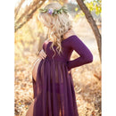 Pregnant Womens Fashionable Photo Props Off Shoulder Floor Length Maxi Dresses Maternity Gown Purple