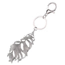 Fashionable Metal Leaf Charms Pendant Key Ring Keychain Keyfob Phone Handbag Car Hanging Decor Charms Silver