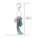 Fashionable Metal Leaf Turquoise Tassels Charms Pendant Key Ring Keychain Keyfob Phone Handbag Car Hanging Charms Green
