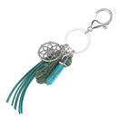 Fashionable Metal Leaf Turquoise Tassels Charms Pendant Key Ring Keychain Keyfob Phone Handbag Car Hanging Charms Green