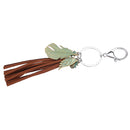 Fashionable Metal Leaf Turquoise Tassels Charms Pendant Key Ring Keychain Keyfob Phone Handbag Car Hanging Charms Brown