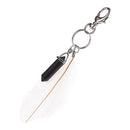 Fashionable Feather Stone Charm Key Decor Pendant Key Ring Keychain Phone Handbag Car Hanging Decoration Ornaments White