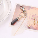 Fashionable Feather Stone Charm Key Decor Pendant Key Ring Keychain Phone Handbag Car Hanging Decoration Ornaments White