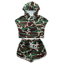 Fashionable Women Girls Ladies Sports Suit Crop Top With Shorts Summer Playsuit M