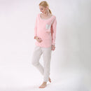 Women Girls Ladies Cotton Sleepwear Nightwear Long Sleeve Pajamas Set XXL Pink