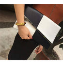 Women PU Evening Envelope Clutch Bag Purse Chain Shoulder Bag Black&White