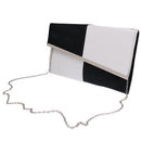 Women PU Evening Envelope Clutch Bag Purse Chain Shoulder Bag Black&White
