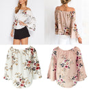 Women Girls Ladies Summer Casual Floral Print Off Shoulder Top Clothing Accessory S