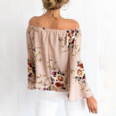 Women Girls Ladies Summer Casual Floral Print Off Shoulder Top Clothing Accessory S