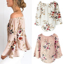 Women Girls Ladies Summer Casual Floral Print Off Shoulder Top Clothing Accessory S