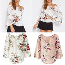 Women Girls Ladies Summer Casual Floral Print Off Shoulder Top Clothing Accessory S