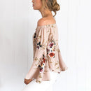Women Girls Ladies Summer Casual Floral Print Off Shoulder Top Clothing Accessory S