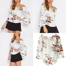 Women Girls Ladies Summer Casual Floral Print Off Shoulder Top Clothing Accessory S