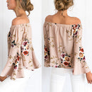 Women Girls Ladies Summer Casual Floral Print Off Shoulder Top Clothing Accessory XL